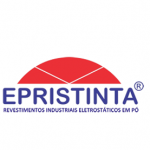 Logo com um semi círculo vermelho escrito azul Epristinta revestimentos industriais eletrostáticos.